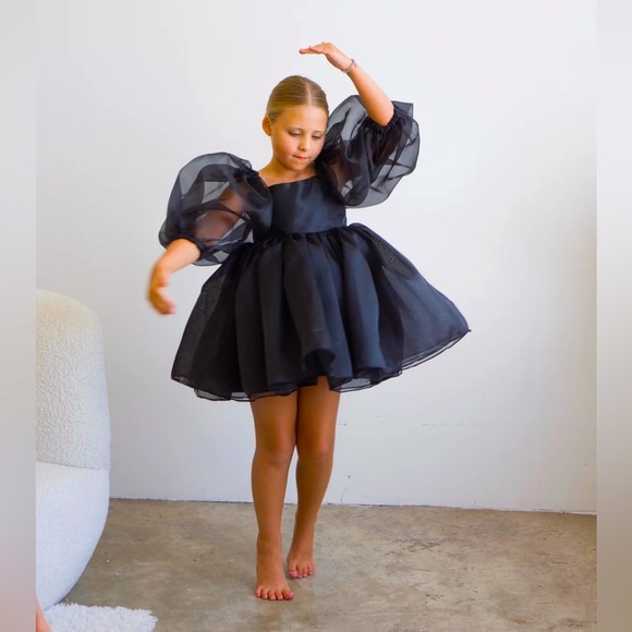 RUE MUU Black Flower Girl Dress Black 4T/5T